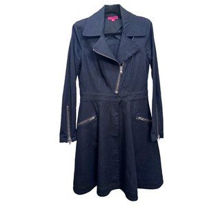 Betsey Johnson Black Moto Style Trench Jacket